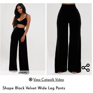 Black Velvet Wide Leg Trousers